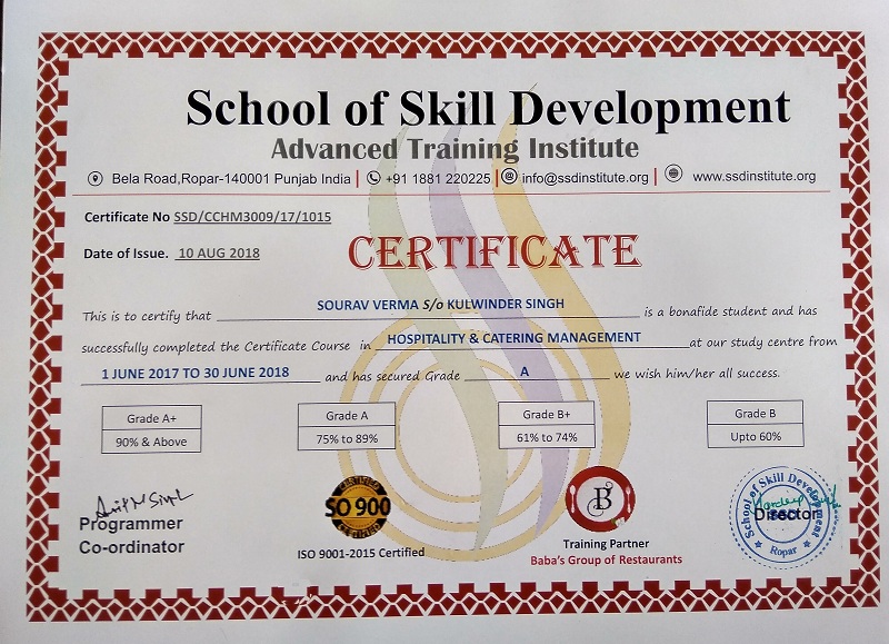 Sourav Certificate